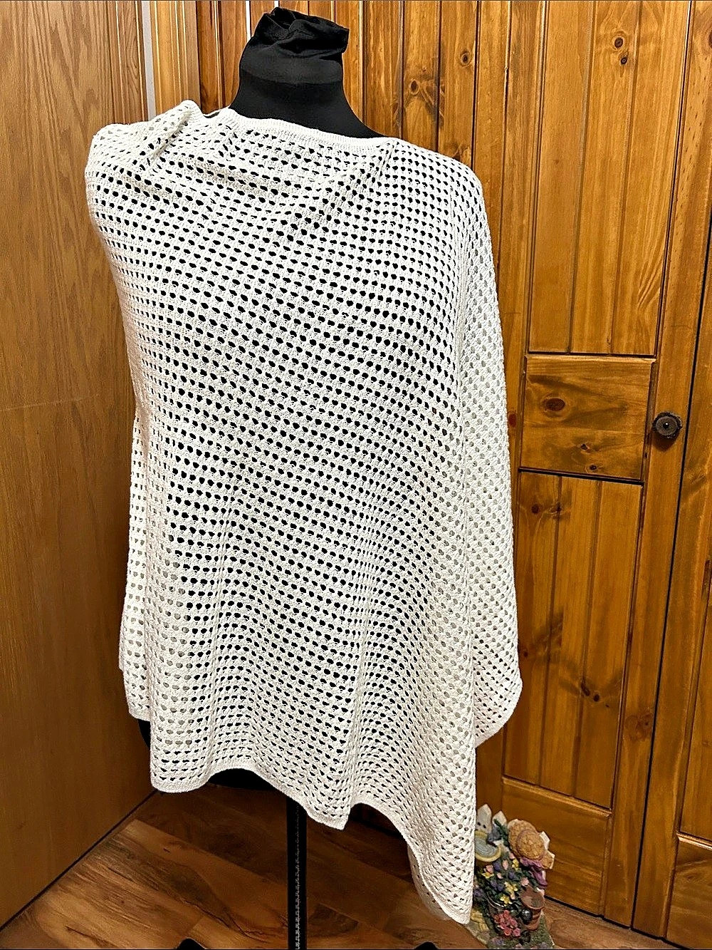 J. Jill Open Knit Poncho in White Like New